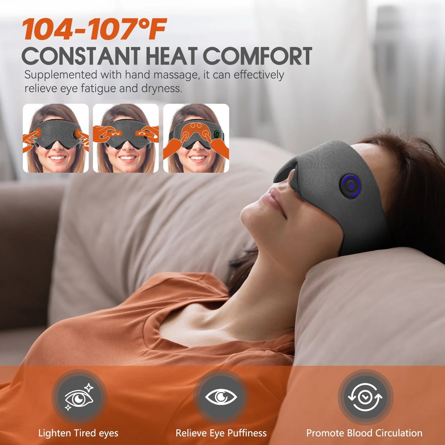 Cordless Heated Eye Mask-Electric Eye Mask for Dry Eyes, Stye, Belpharitis-Gray