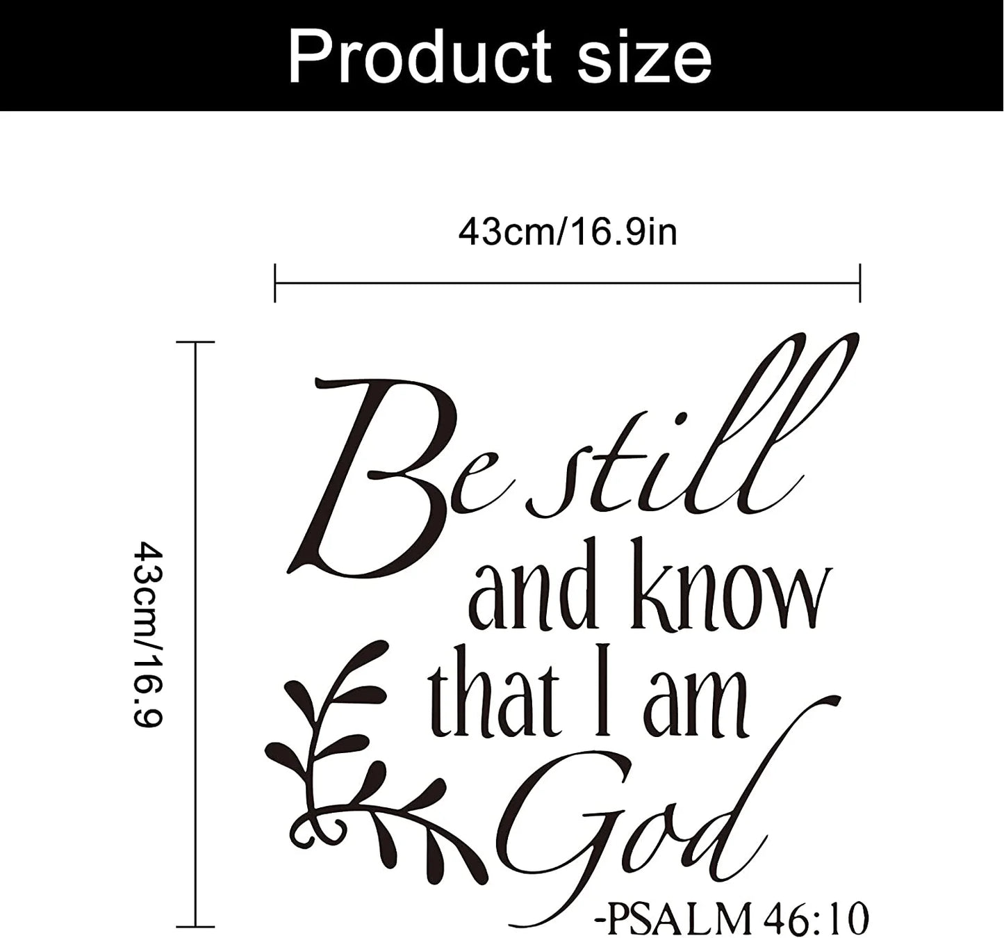 Be Still and Know That I Am God Psalm 46:10 Wall Decal, Christian Inspiring Bible Verse Quote Wall Stickers Vinyl Handwriting Art Letters Prayer Blessed Home Decor Wallpaper