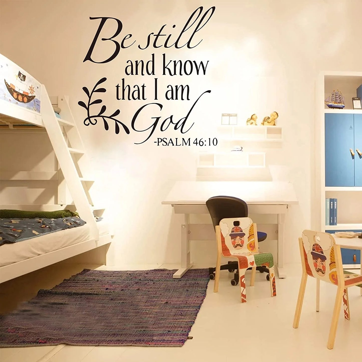 Be Still and Know That I Am God Psalm 46:10 Wall Decal, Christian Inspiring Bible Verse Quote Wall Stickers Vinyl Handwriting Art Letters Prayer Blessed Home Decor Wallpaper