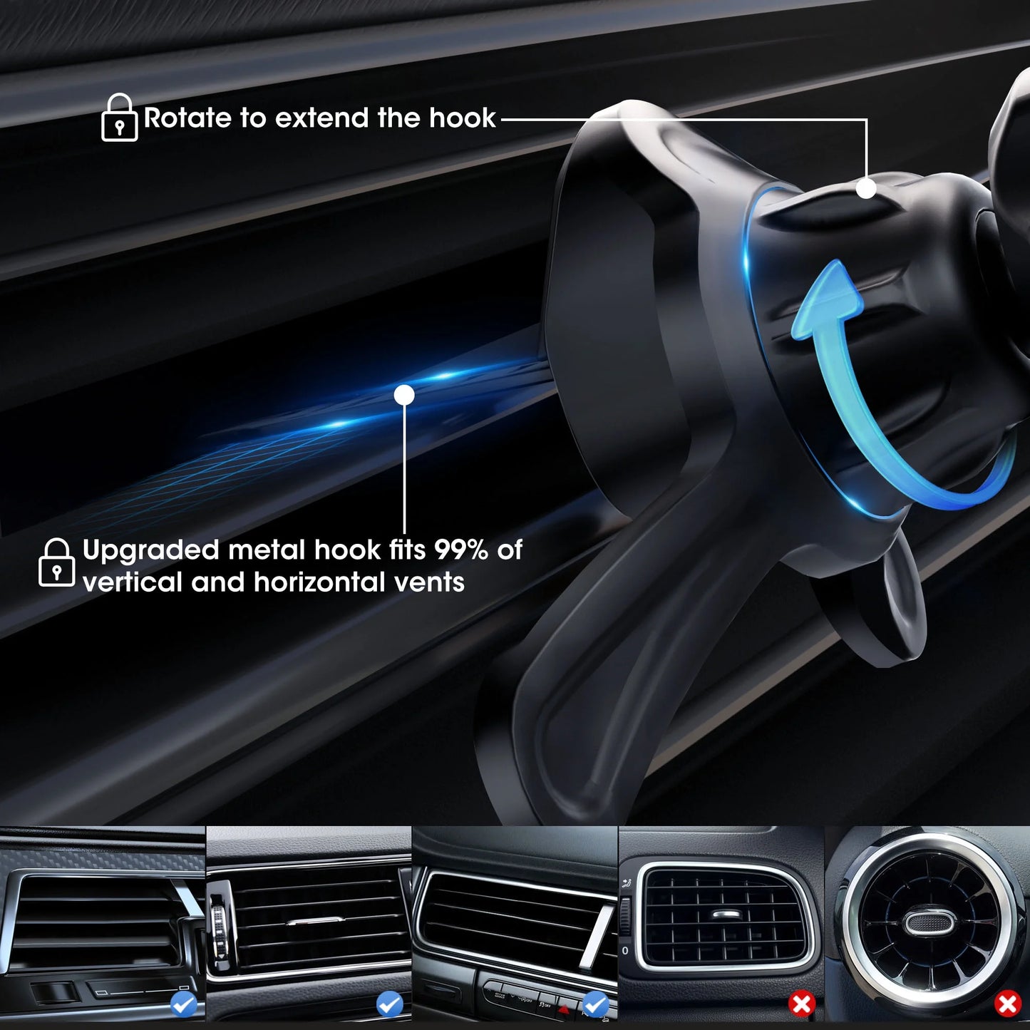 Phone Holders for Your Car Magnetic, 360 Degree Rotation, Air Vent Magnetic Phone Mount, Upgraded Strongest Magnet Power, Compatible with Iphone, Samsung, Google Pixel, Motorola Moto, Black