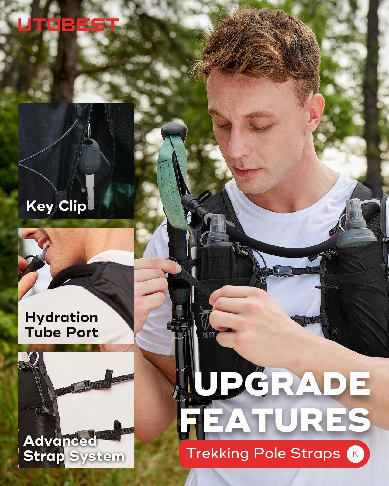 10L Hydration Vest Backpack with 2L Water Bladder for Outdoor