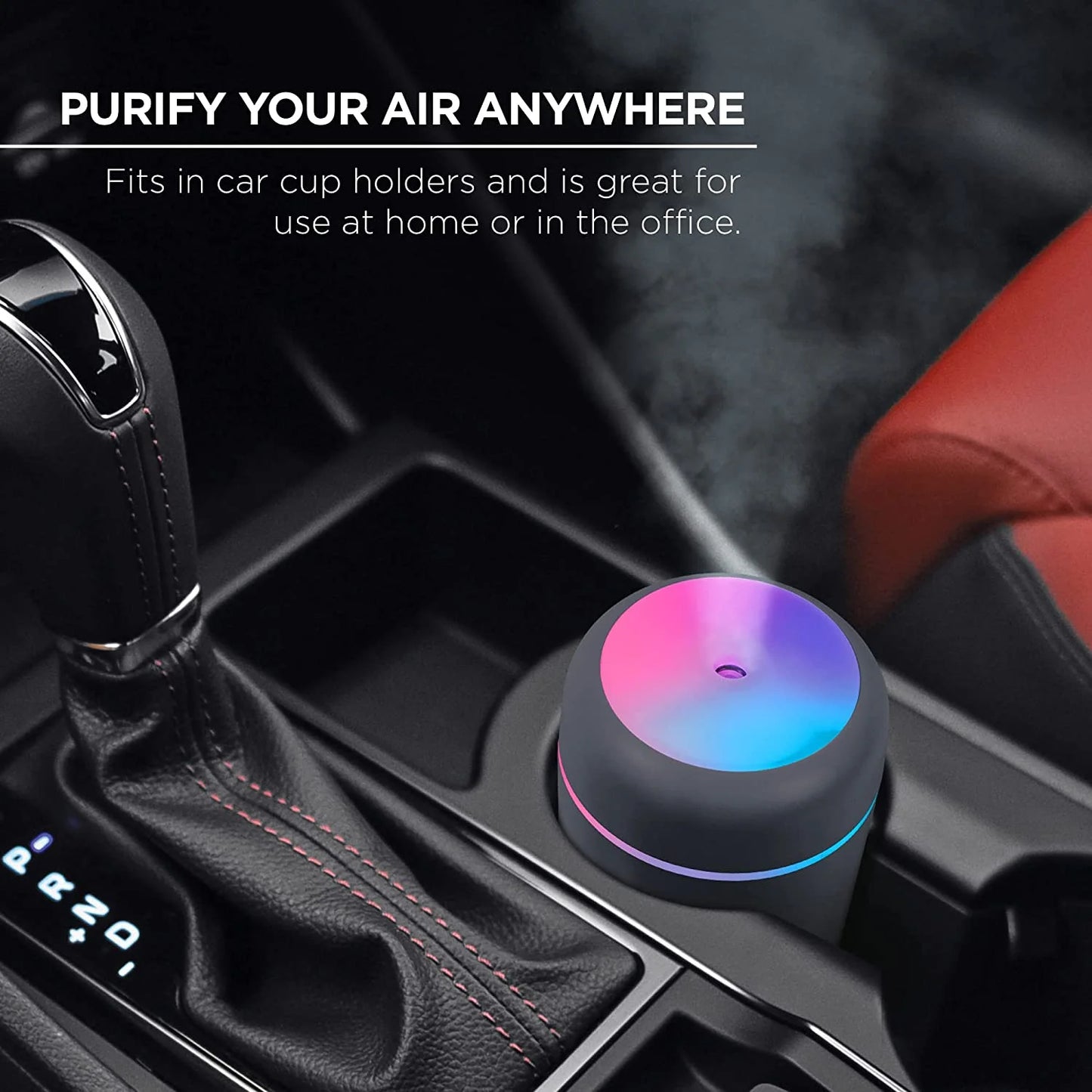 Breathe Easy Portable Personal Humidifier, USB Powered, Night Light, Timer Included, for Allergies, Dry Skin and Improved Sleep, Gray
