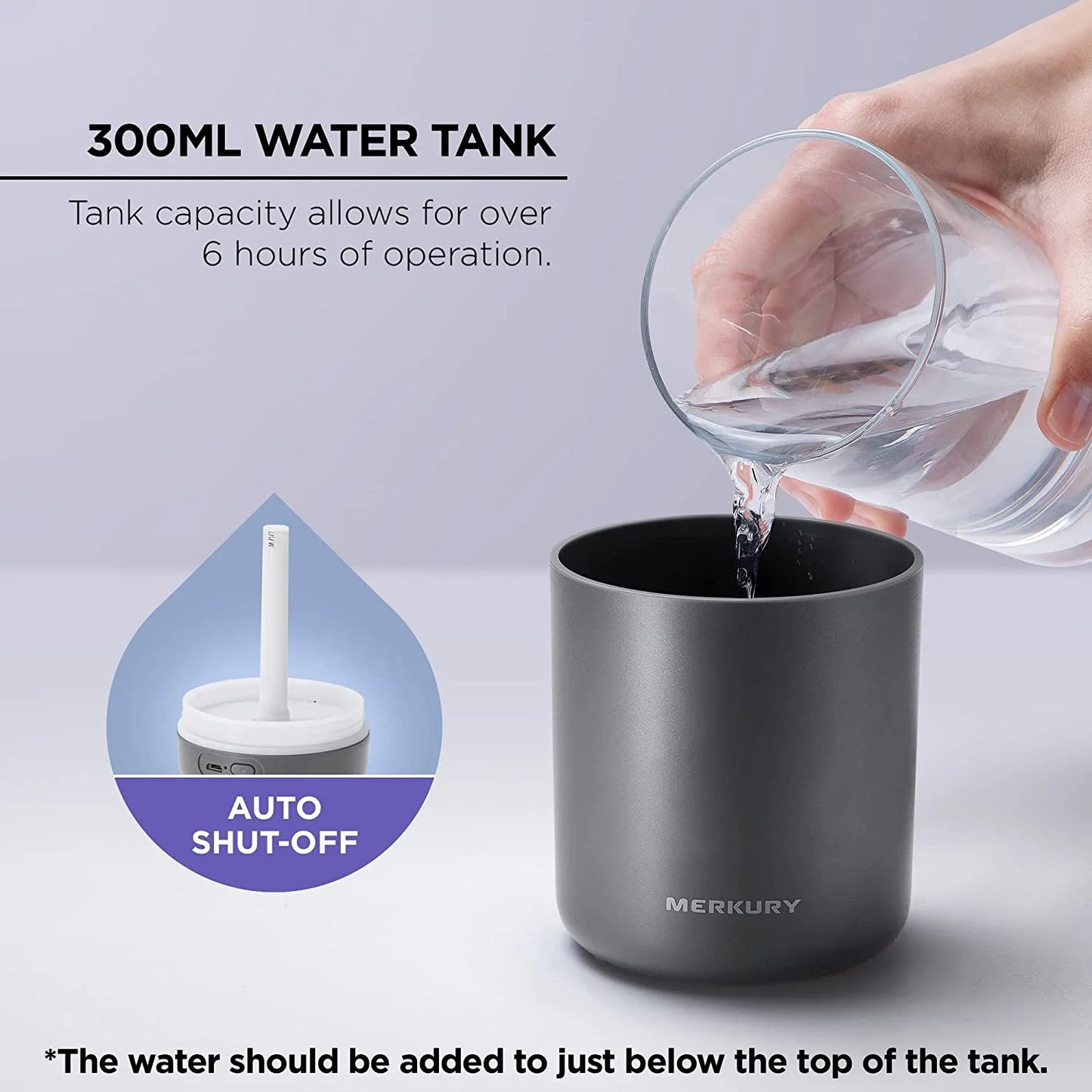 Breathe Easy Portable Personal Humidifier, USB Powered, Night Light, Timer Included, for Allergies, Dry Skin and Improved Sleep, Gray