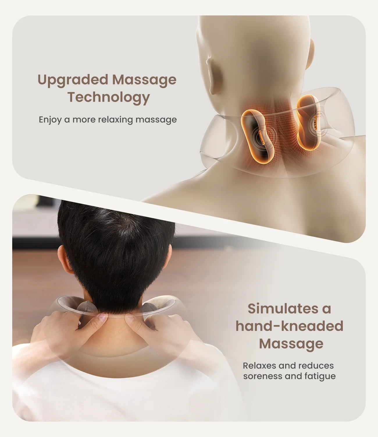 Shiatsu Cordless Neck and Shoulder Massager with Heat, Rechargeable & Hands-Free Design for Mom Dad