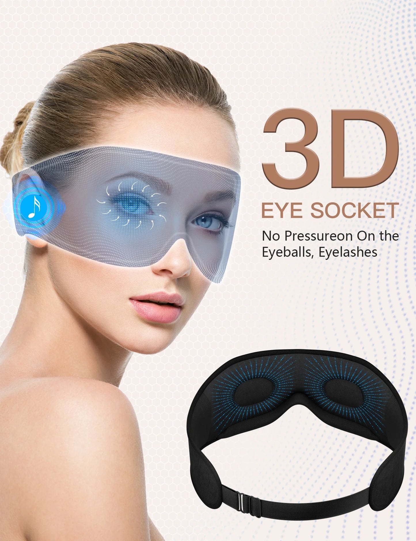 Sleep Mask with Headphones Bluetooth 5.2 Wireless, 3D Eye Mask for Sleeping Built-In HD Music, Microphone for Calls, Sleep Headphones for Side Sleepers Travel Yoga Meditation