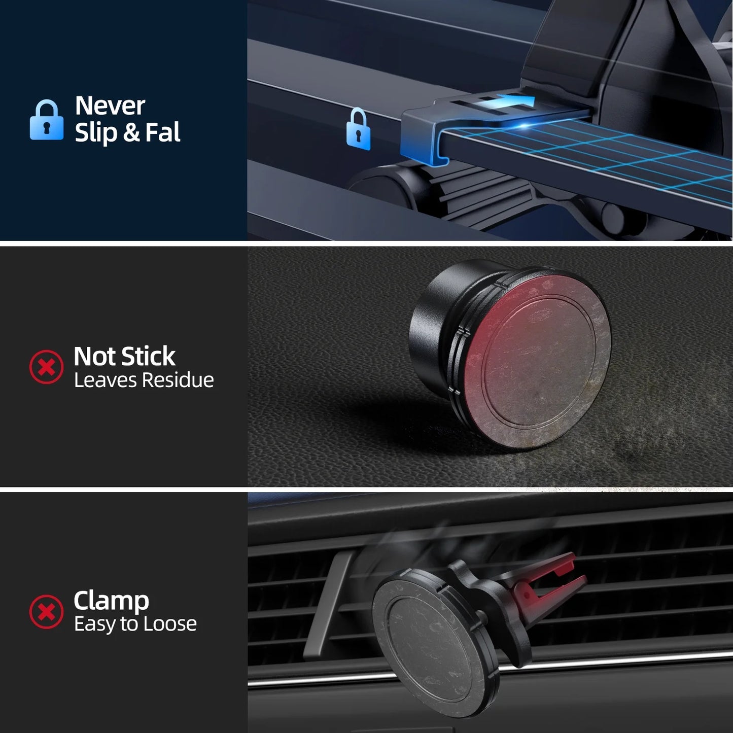 Phone Holders for Your Car Magnetic, 360 Degree Rotation, Air Vent Magnetic Phone Mount, Upgraded Strongest Magnet Power, Compatible with Iphone, Samsung, Google Pixel, Motorola Moto, Black