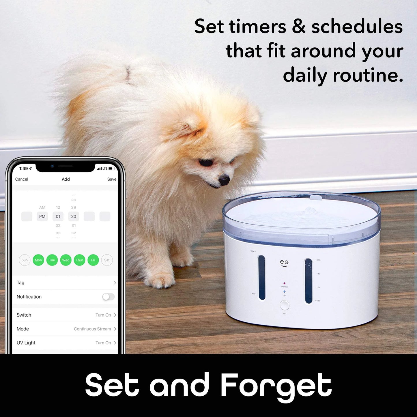 Petconnect Smart Fountain, 2.5 Liter Automatic Pet Water Dispenser for Cats & Dogs