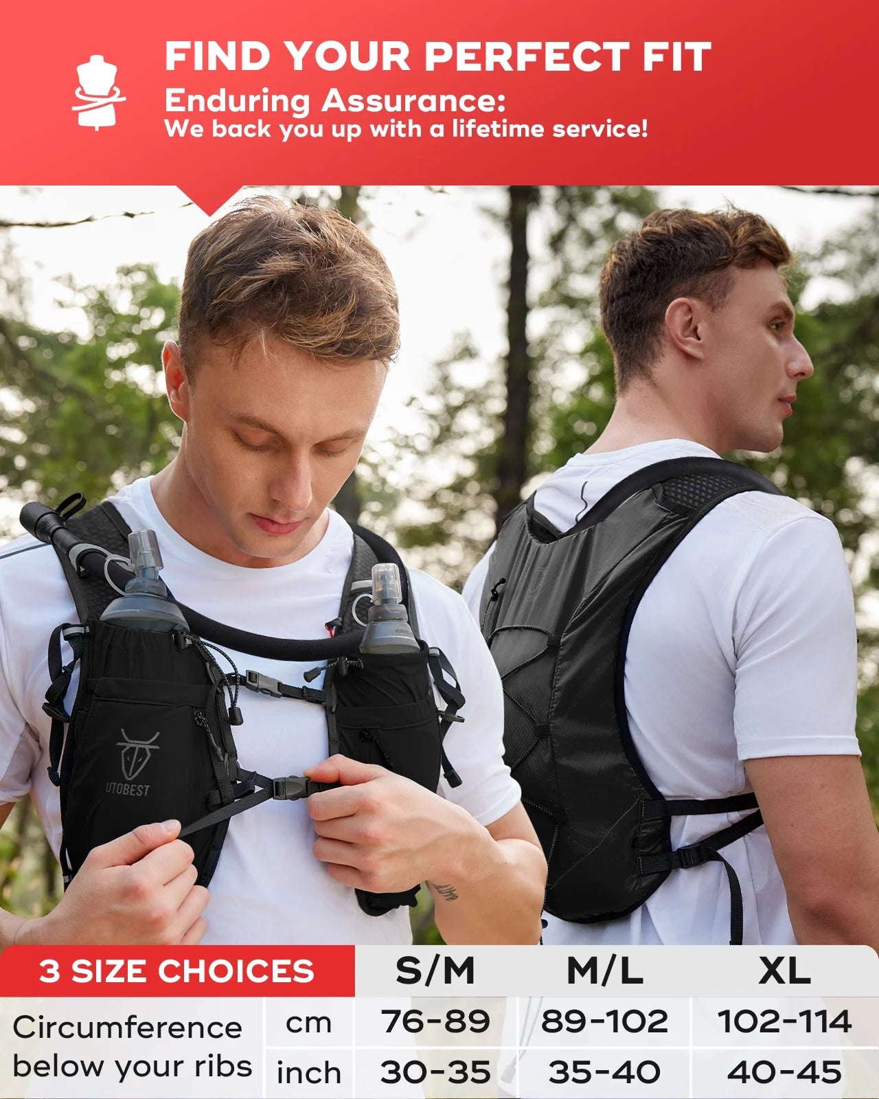 10L Hydration Vest Backpack with 2L Water Bladder for Outdoor