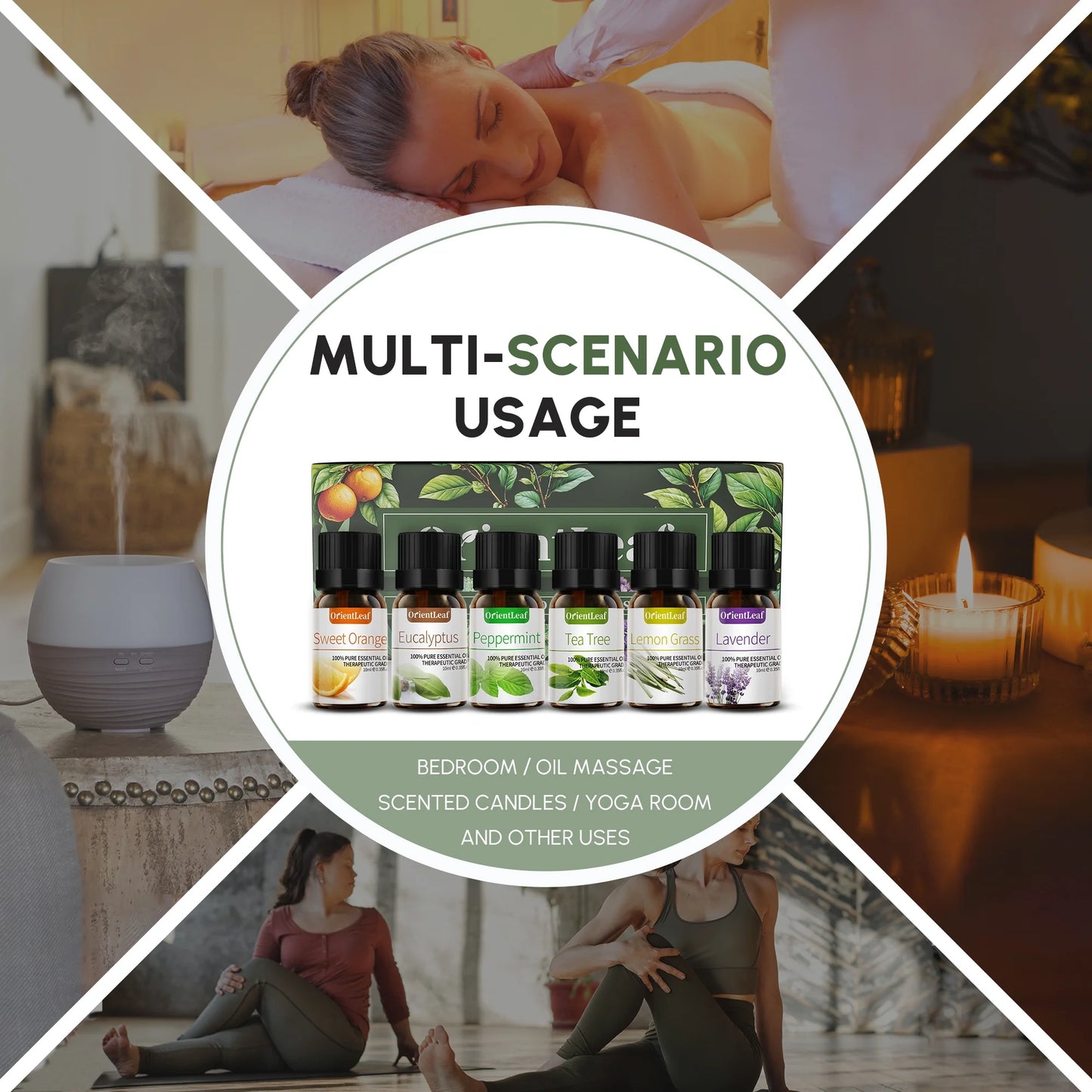 Essential Oils 6 Pcs Health Pure Aroma Oils Set for Spa Massager & Diffuser, Women'S Day Gift (Sweet Orange, Lavender, Tea Tree, Lemongrass, Peppermint, Eucalyptus)
