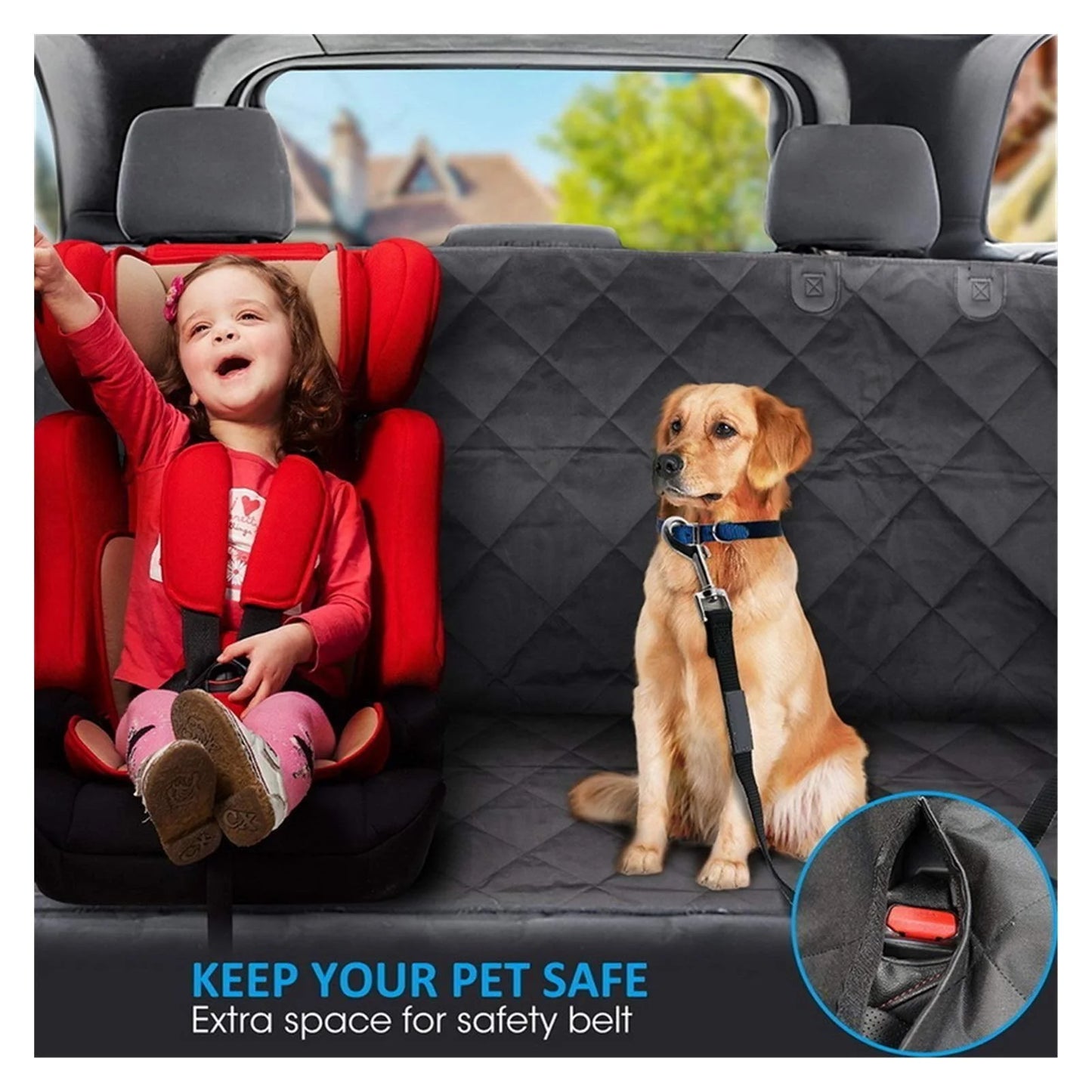 Dog Car Seat Cover, 100% Waterproof Hammock, Anti-Scratch and Anti-Slip Durable Seat Protector for Cars Trucks and SUV