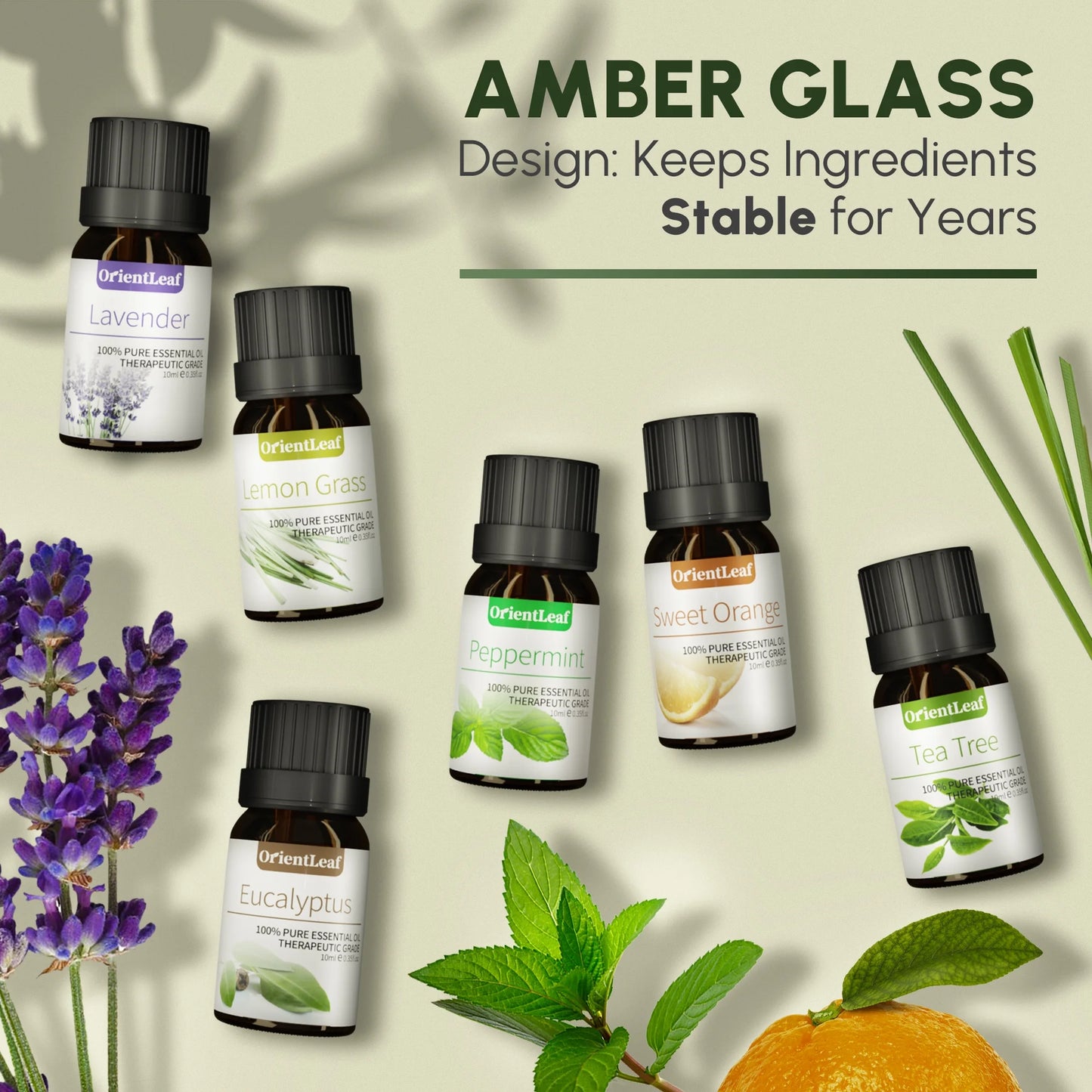 Essential Oils 6 Pcs Health Pure Aroma Oils Set for Spa Massager & Diffuser, Women'S Day Gift (Sweet Orange, Lavender, Tea Tree, Lemongrass, Peppermint, Eucalyptus)
