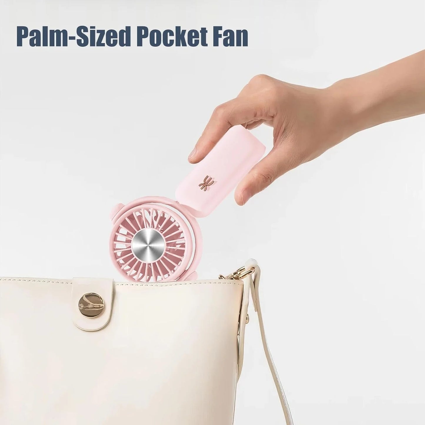 Mini Hand Fan, Portable Handheld Fan, USB Rechargeable Battery Fan with 180°Adjustable Angle, Small Pocket Fan Powerful Wind but Silent, with 3 Speeds, Hand Held Fan Can Stand for Desk Use (Green)