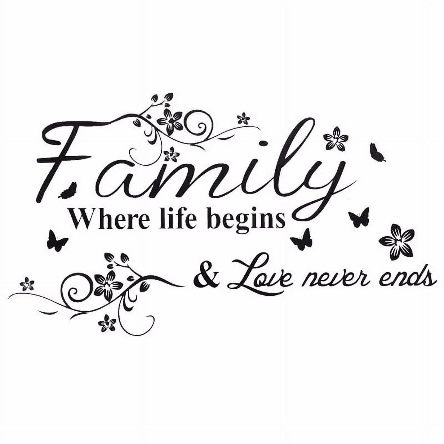 Family Where Life Begins Decal Mural Wall Sticker DIY Art Quote Words Home Decor or Luminous Wall Stickers