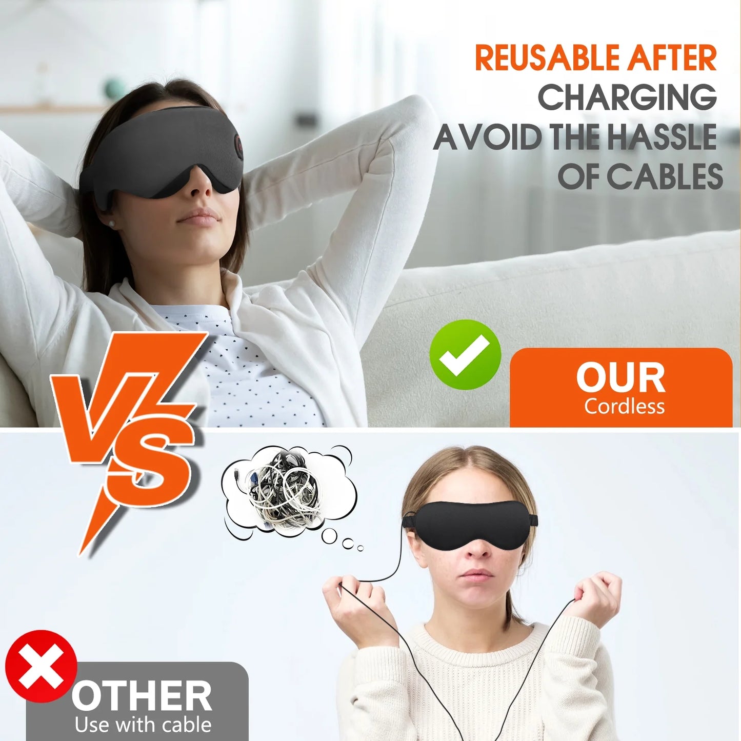 Cordless Heated Eye Mask-Electric Eye Mask for Dry Eyes, Stye, Belpharitis-Gray