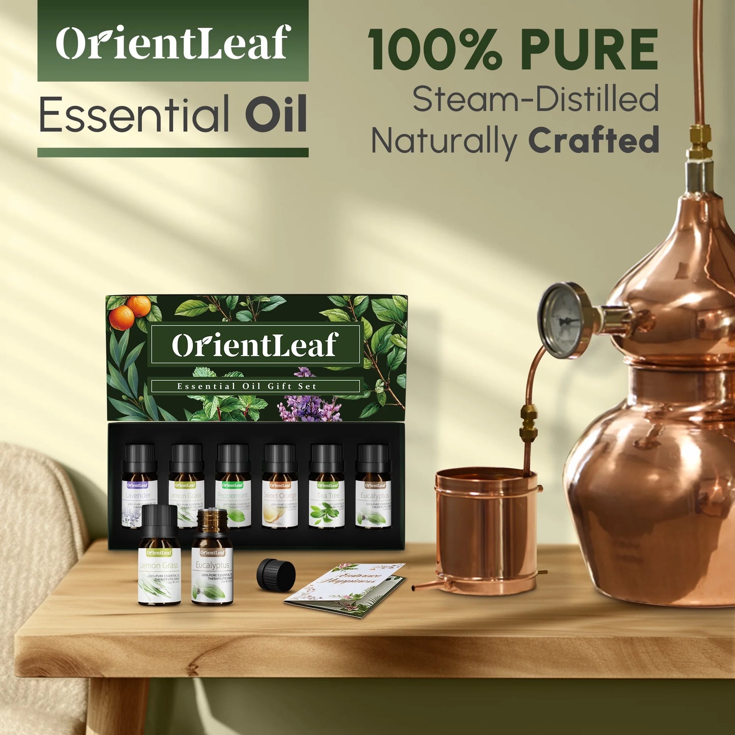 Essential Oils 6 Pcs Health Pure Aroma Oils Set for Spa Massager & Diffuser, Women'S Day Gift (Sweet Orange, Lavender, Tea Tree, Lemongrass, Peppermint, Eucalyptus)