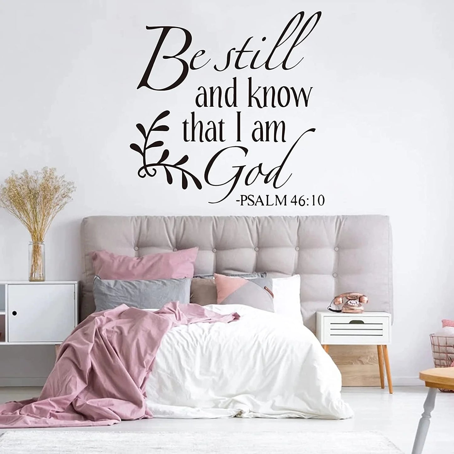 Be Still and Know That I Am God Psalm 46:10 Wall Decal, Christian Inspiring Bible Verse Quote Wall Stickers Vinyl Handwriting Art Letters Prayer Blessed Home Decor Wallpaper