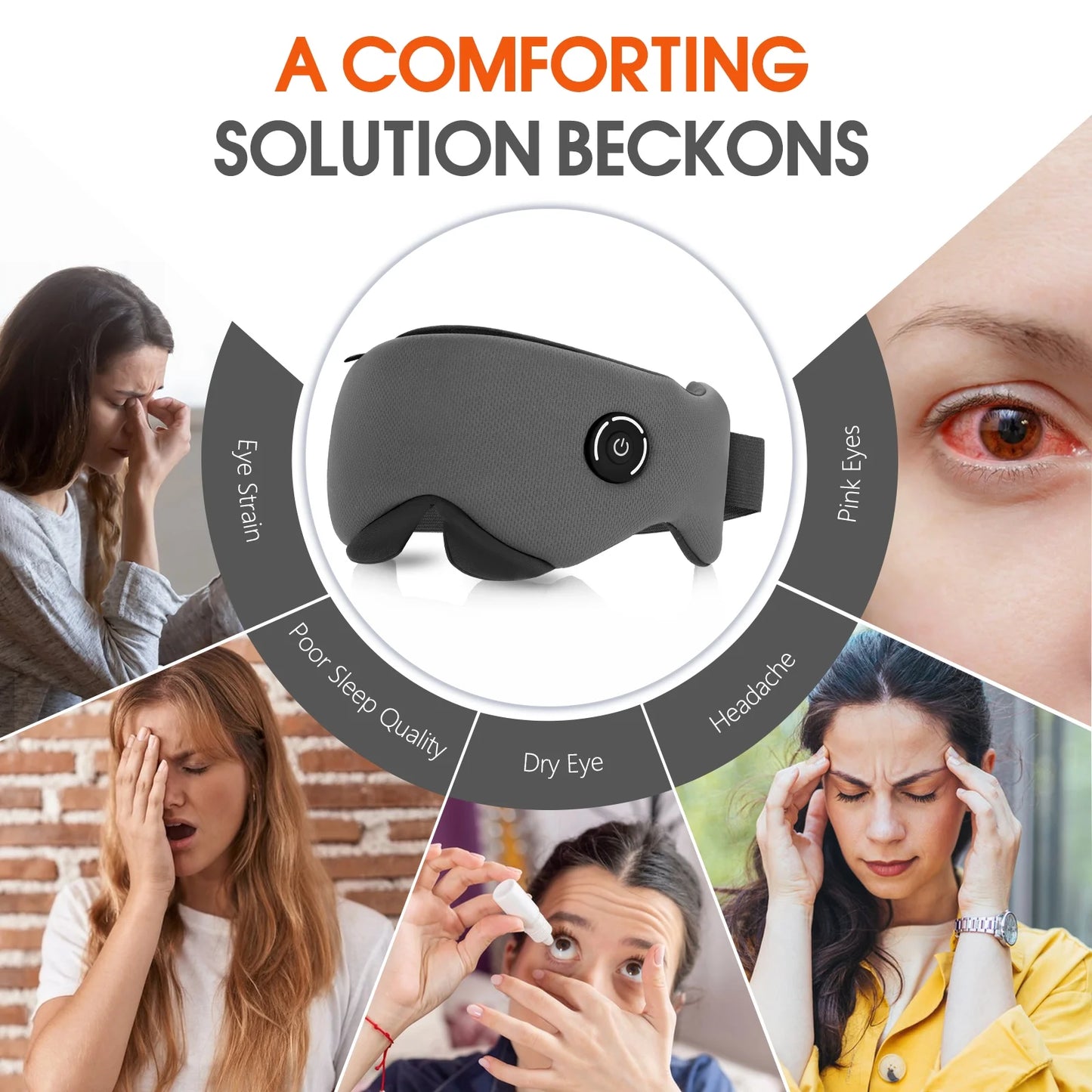 Cordless Heated Eye Mask-Electric Eye Mask for Dry Eyes, Stye, Belpharitis-Gray
