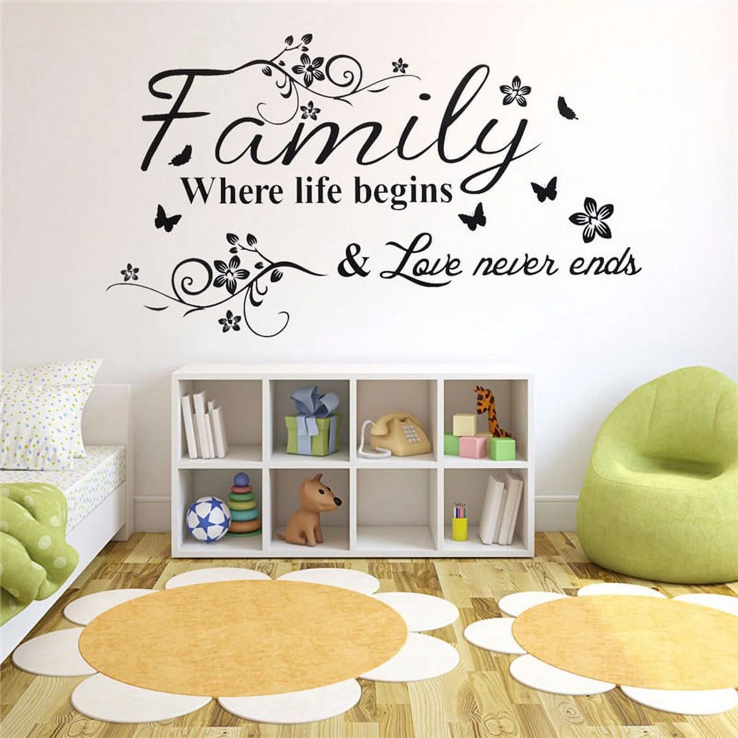 Family Where Life Begins Decal Mural Wall Sticker DIY Art Quote Words Home Decor or Luminous Wall Stickers