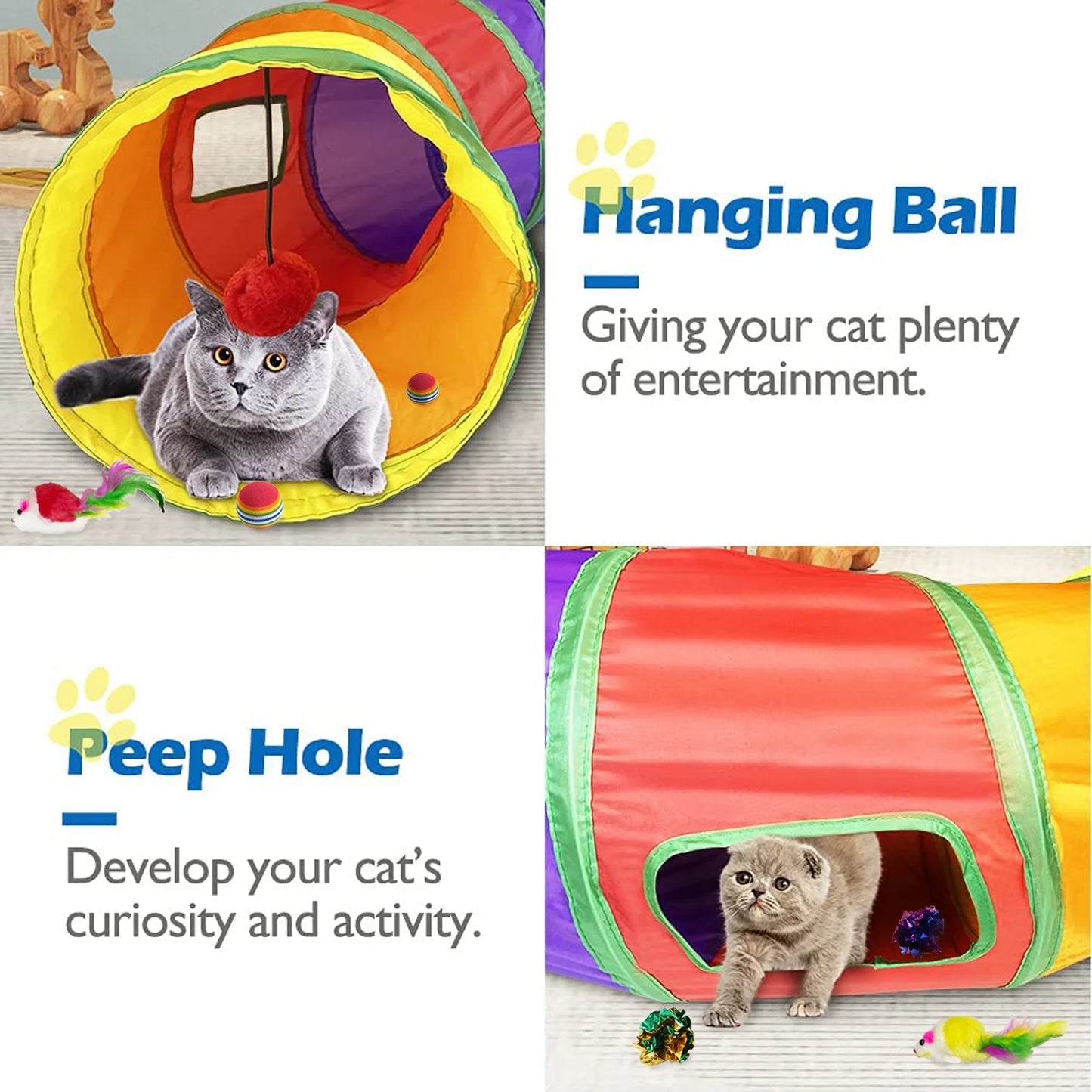 Cat Toys Tunnels Collapsible Pets Cat Jungle Tunnels Kitty Toys Balls