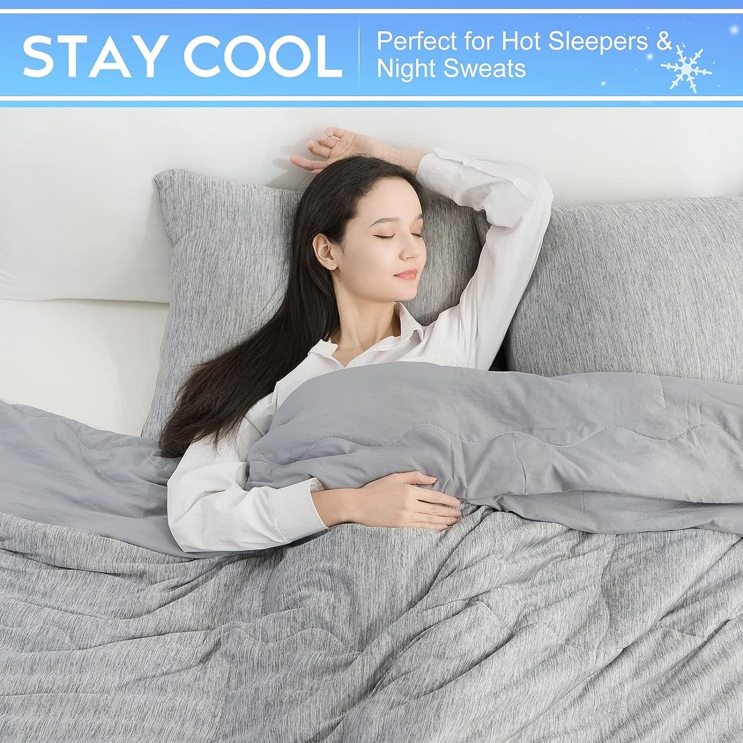 Dual-Sided Cooling Comforter King Size, Washable Lightweight Cooling Blanket with Q-Max > 0.5 Arc-Chill Cooling Fiber, Cool Sleeping Summer Blanket for Night Sweats Hot Sleeper (90"X 108")