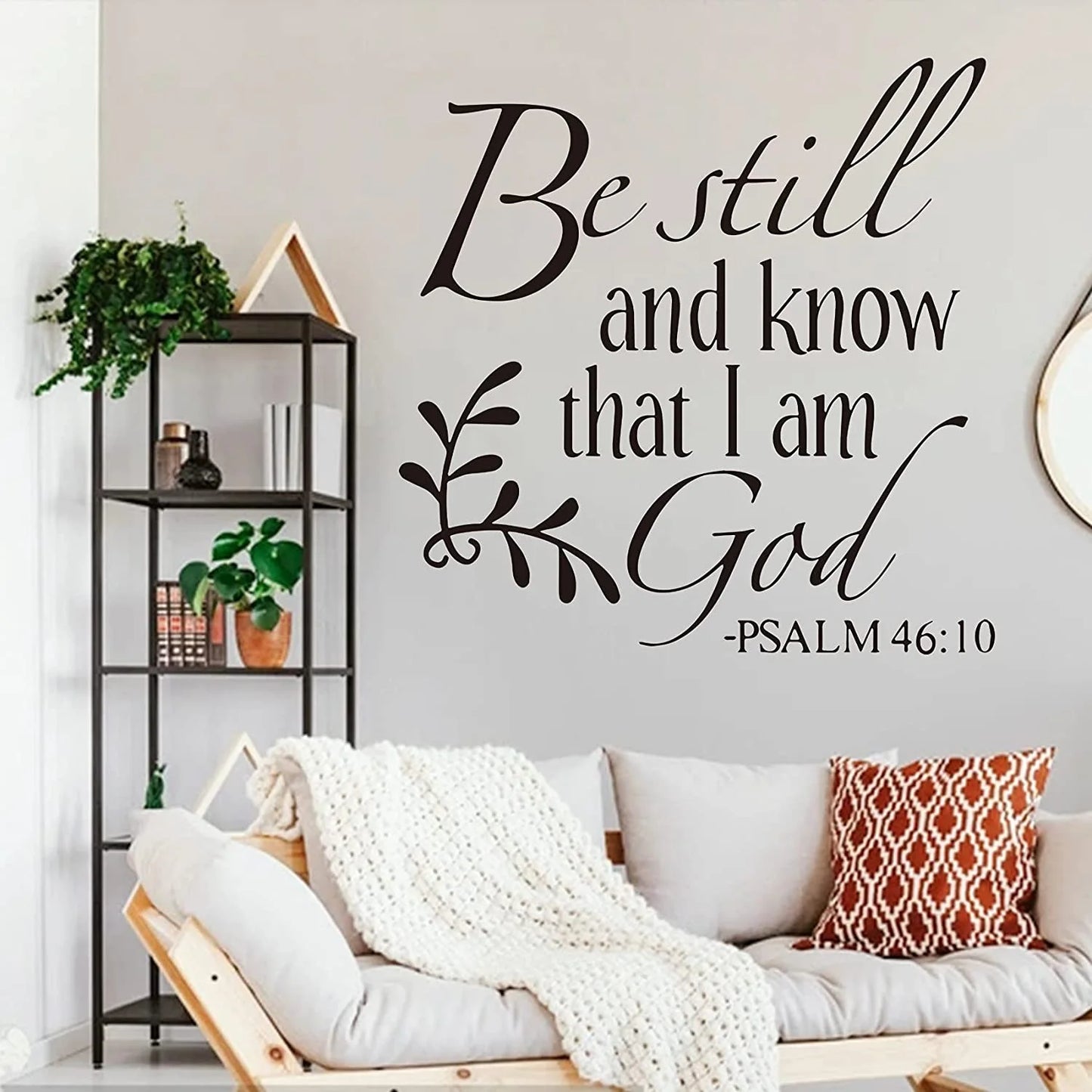 Be Still and Know That I Am God Psalm 46:10 Wall Decal, Christian Inspiring Bible Verse Quote Wall Stickers Vinyl Handwriting Art Letters Prayer Blessed Home Decor Wallpaper
