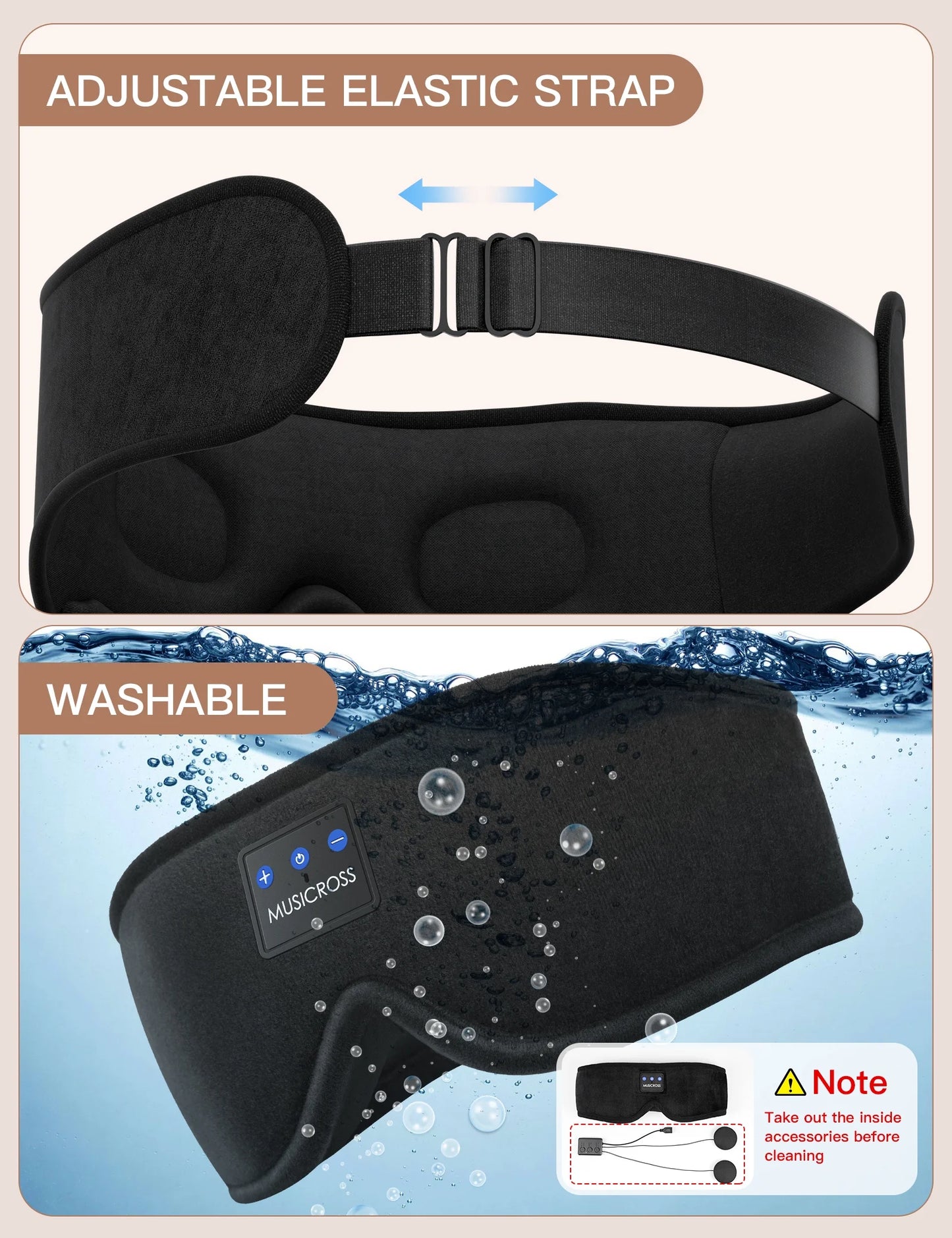 Sleep Mask with Headphones Bluetooth 5.2 Wireless, 3D Eye Mask for Sleeping Built-In HD Music, Microphone for Calls, Sleep Headphones for Side Sleepers Travel Yoga Meditation