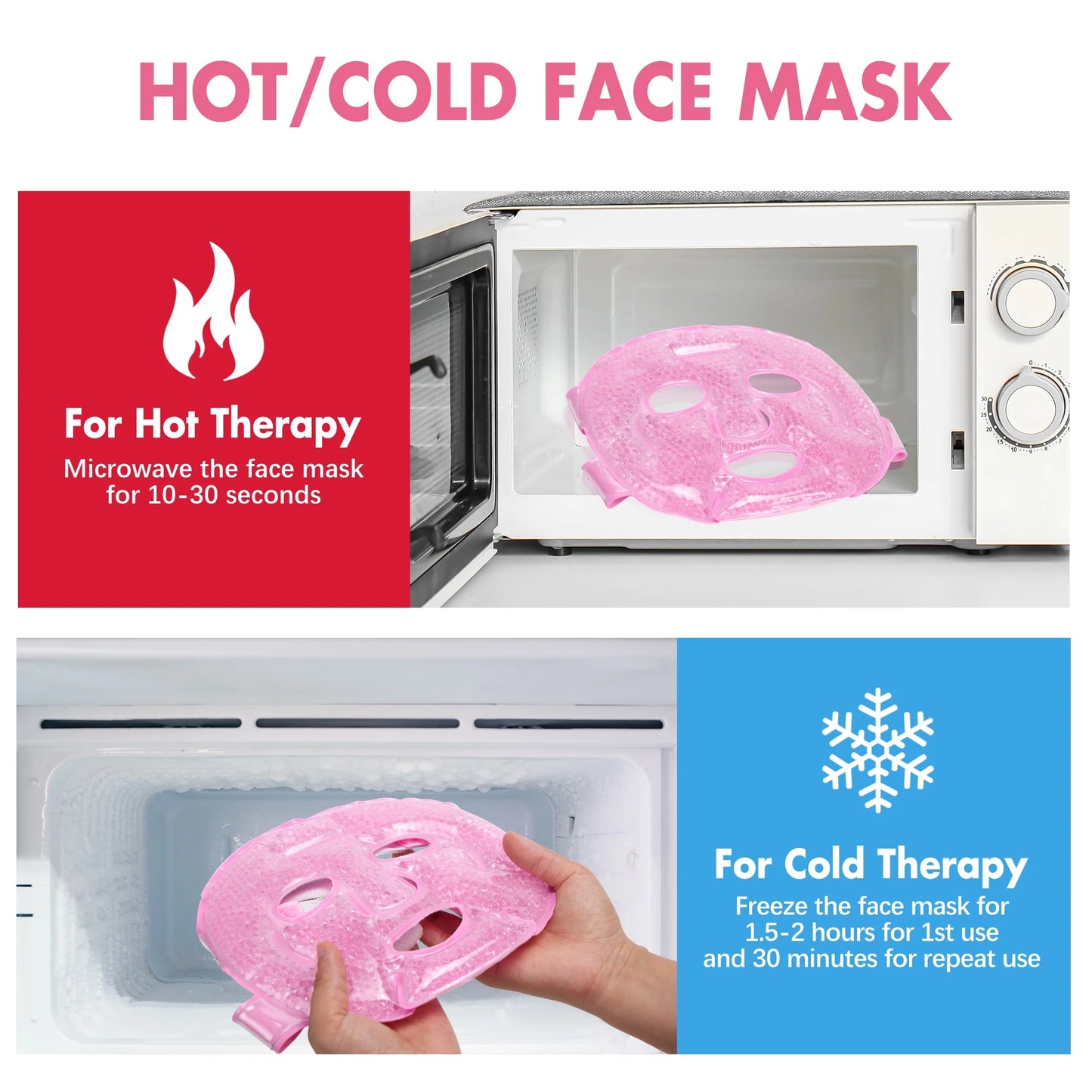 Ice Face Mask, Gel Beads Ice Pack for Puffy Eyes, Dark Circles