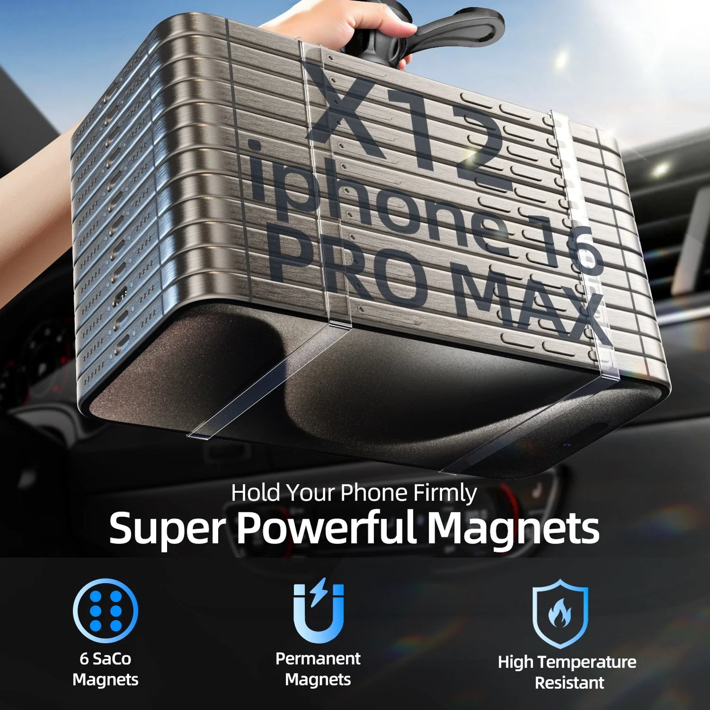 Phone Holders for Your Car Magnetic, 360 Degree Rotation, Air Vent Magnetic Phone Mount, Upgraded Strongest Magnet Power, Compatible with Iphone, Samsung, Google Pixel, Motorola Moto, Black