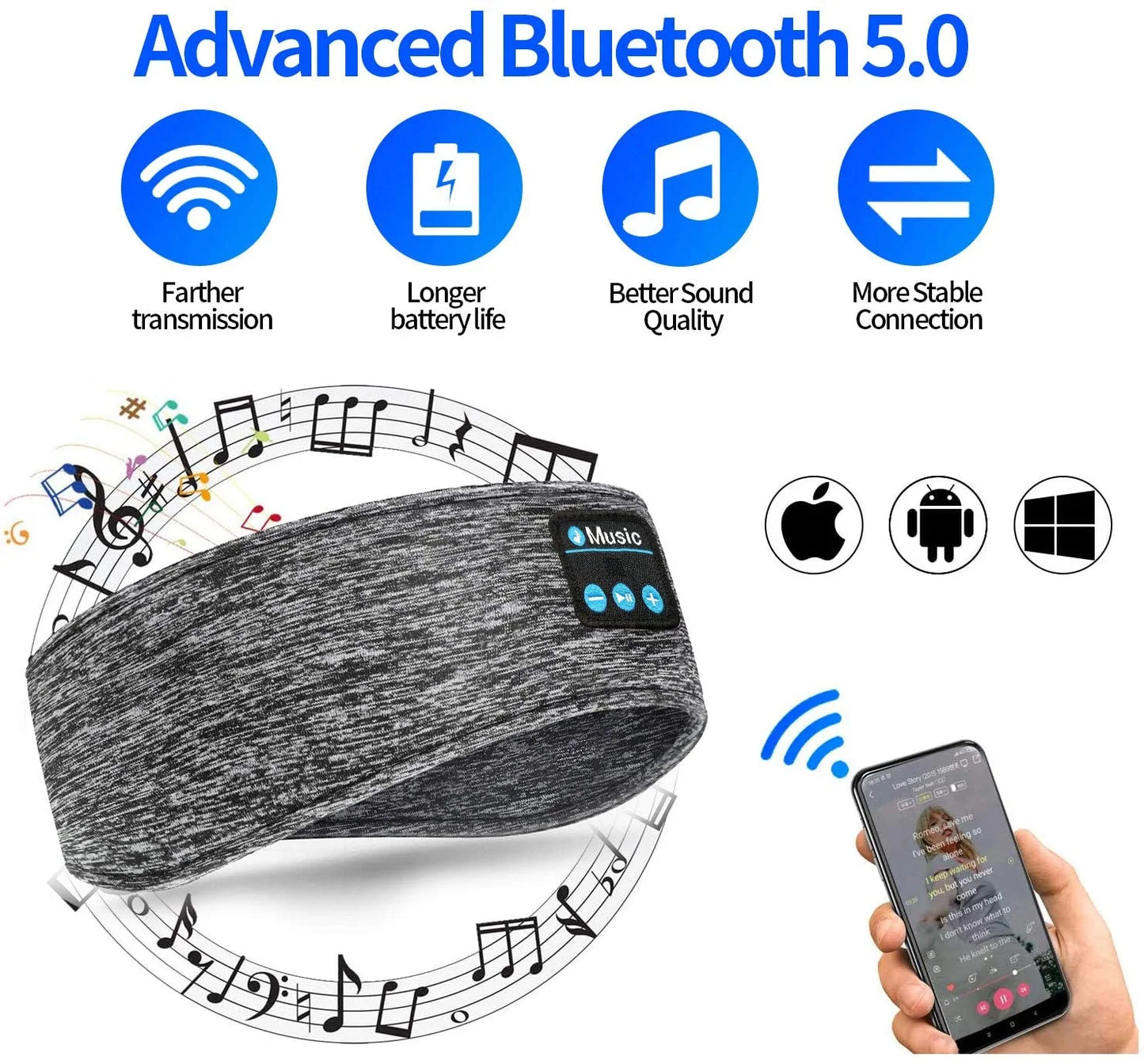 Bluetooth Sleep Headphones, Yoga Grey