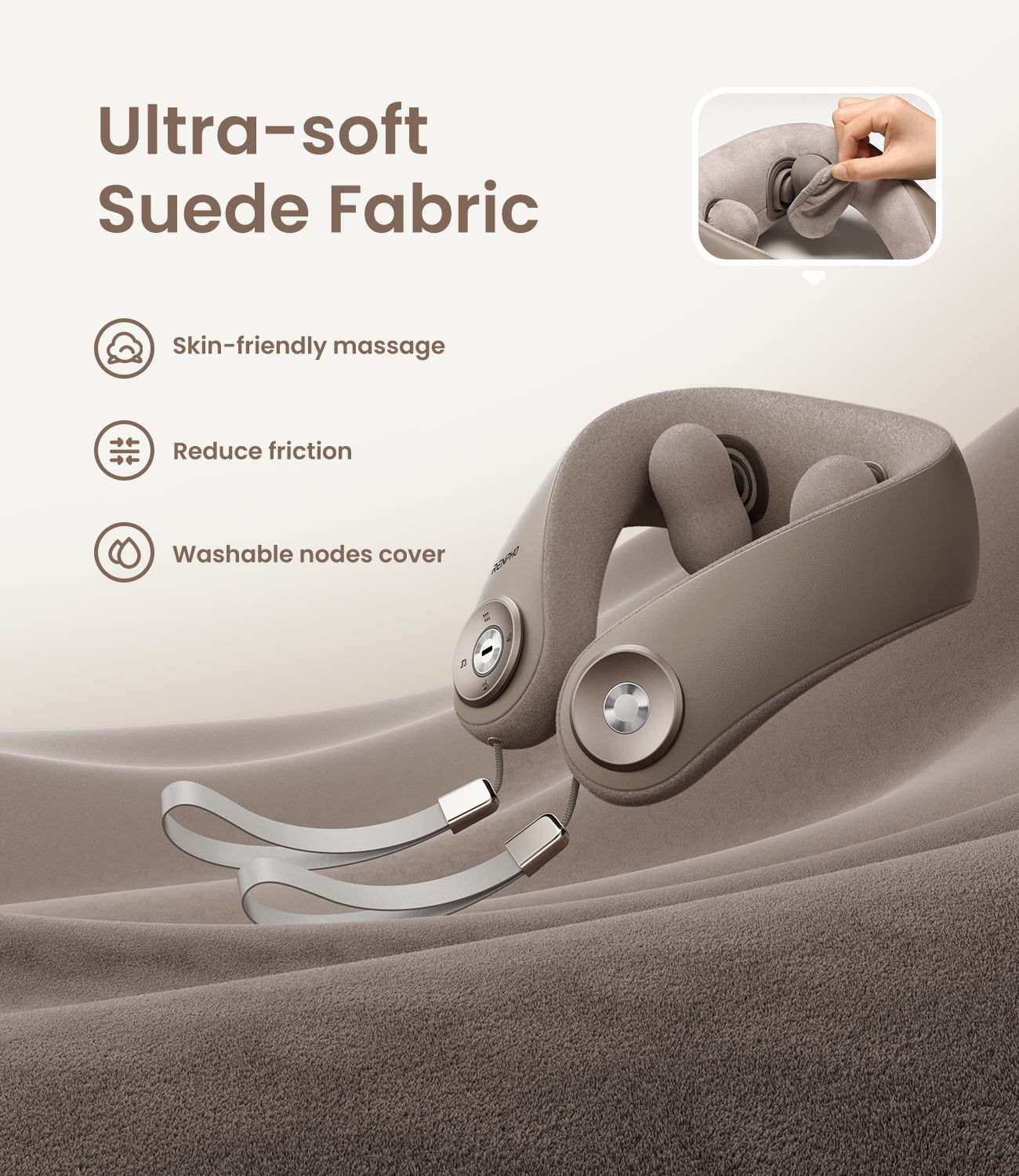 Shiatsu Cordless Neck and Shoulder Massager with Heat, Rechargeable & Hands-Free Design for Mom Dad