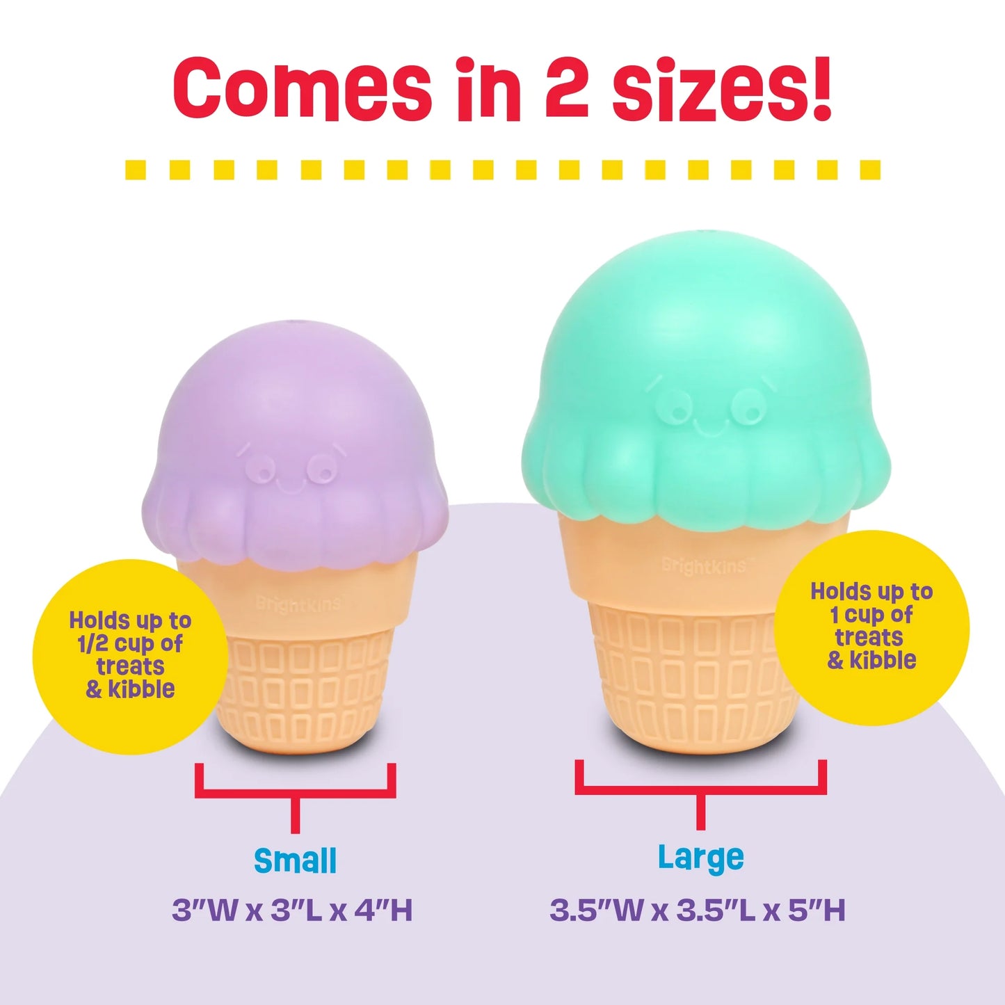 Ice Cream Dog Toy Treat Dispenser, Playful Training for Small & Medium Dogs to Chew