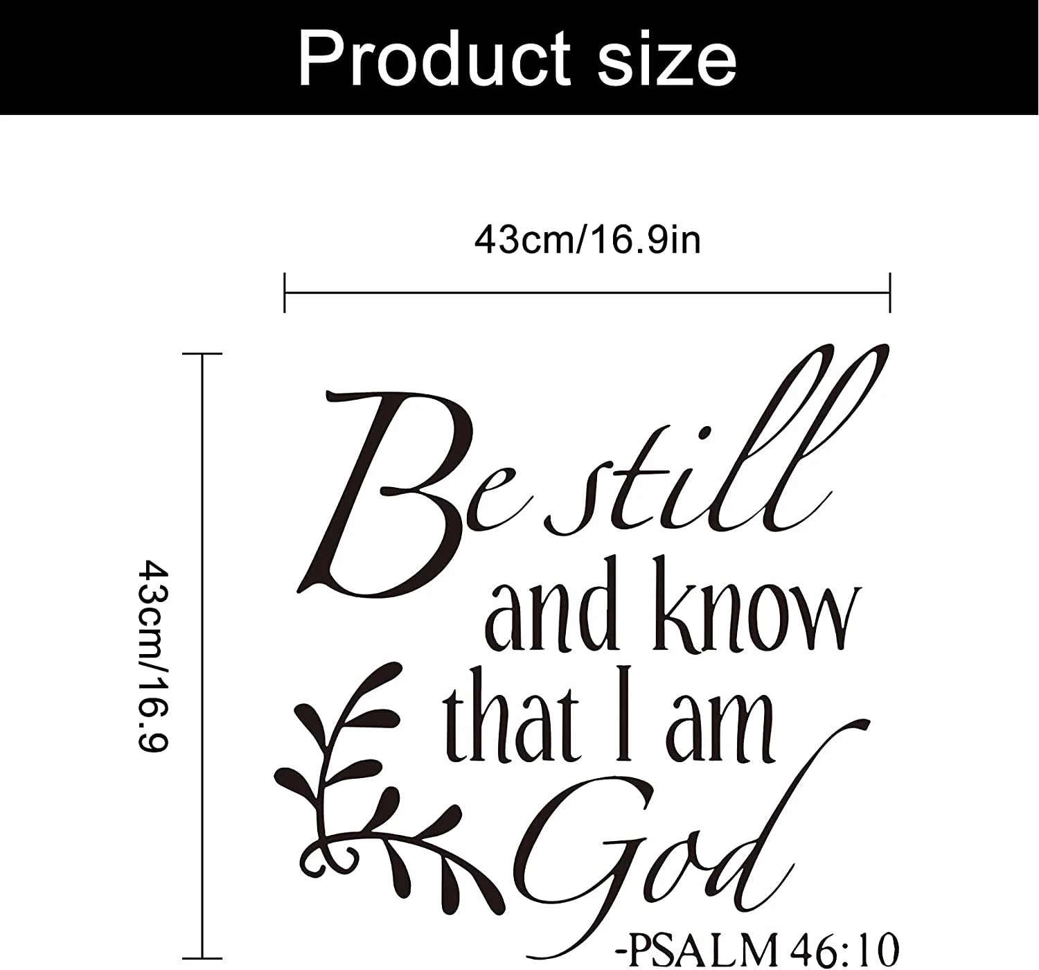 Be Still and Know That I Am God Psalm 46:10 Wall Decal, Christian Inspiring Bible Verse Quote Wall Stickers Vinyl Handwriting Art Letters Prayer Blessed Home Decor Wallpaper