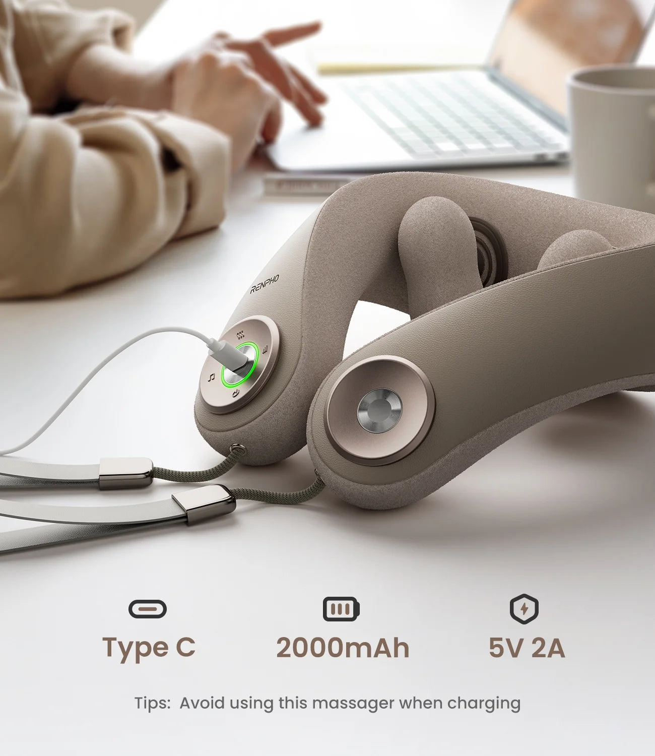 Shiatsu Cordless Neck and Shoulder Massager with Heat, Rechargeable & Hands-Free Design for Mom Dad