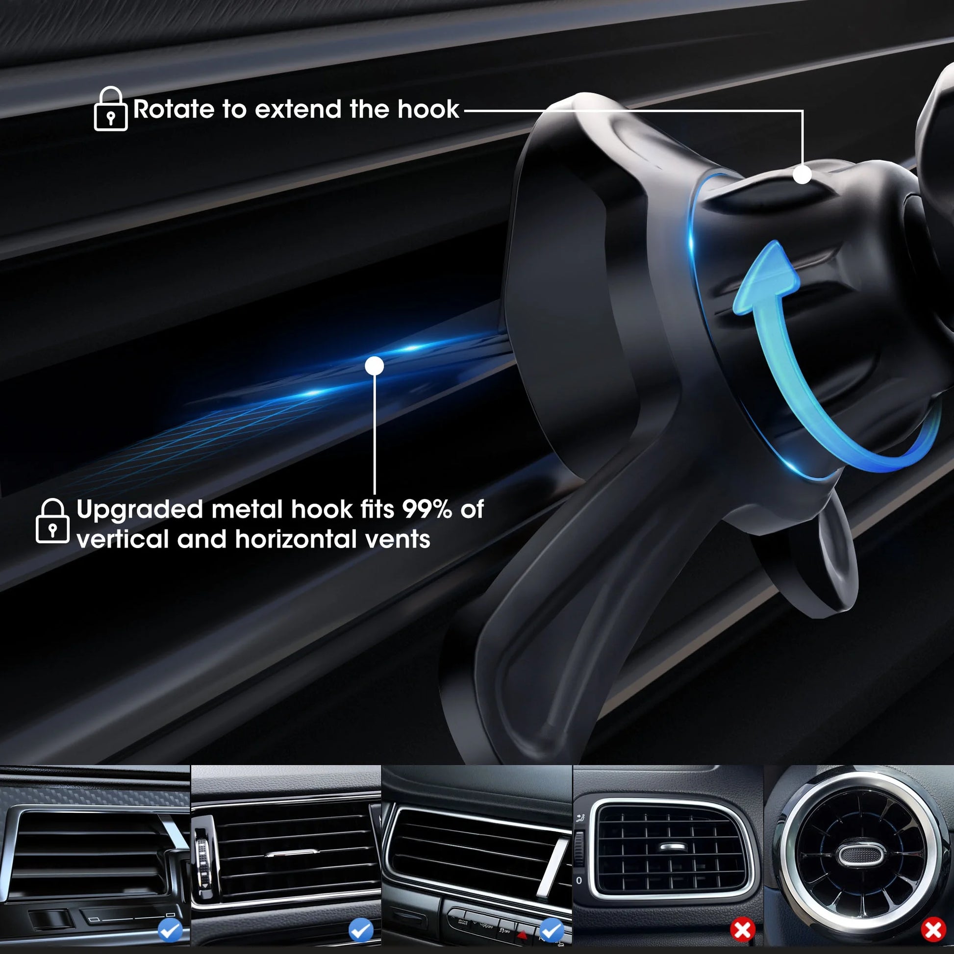 Phone Holders for Your Car Magnetic, 360 Degree Rotation, Air Vent Magnetic Phone Mount, Upgraded Strongest Magnet Power, Compatible with Iphone, Samsung, Google Pixel, Motorola Moto, Black