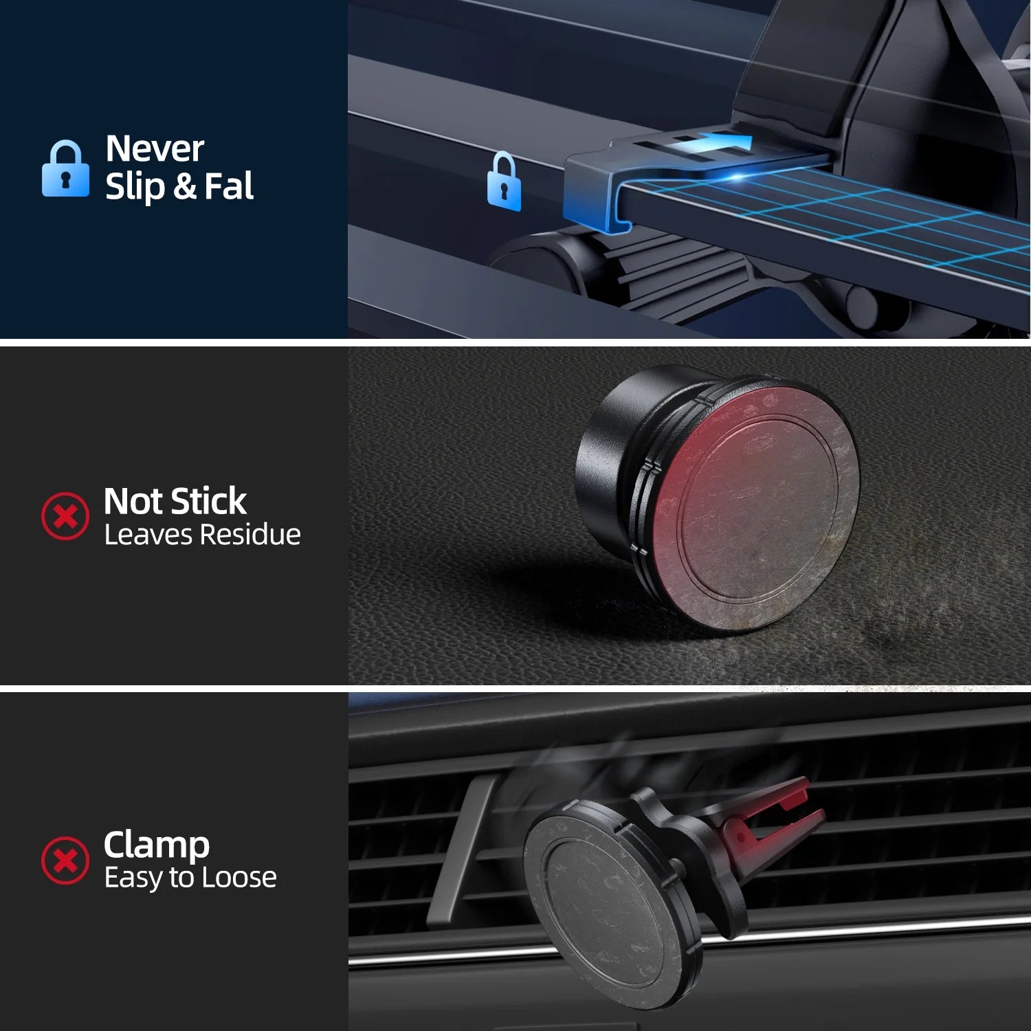 Phone Holders for Your Car Magnetic, 360 Degree Rotation, Air Vent Magnetic Phone Mount, Upgraded Strongest Magnet Power, Compatible with Iphone, Samsung, Google Pixel, Motorola Moto, Black