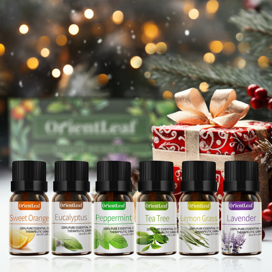 Essential Oils 6 Pcs Health Pure Aroma Oils Set for Spa Massager & Diffuser, Women'S Day Gift (Sweet Orange, Lavender, Tea Tree, Lemongrass, Peppermint, Eucalyptus)