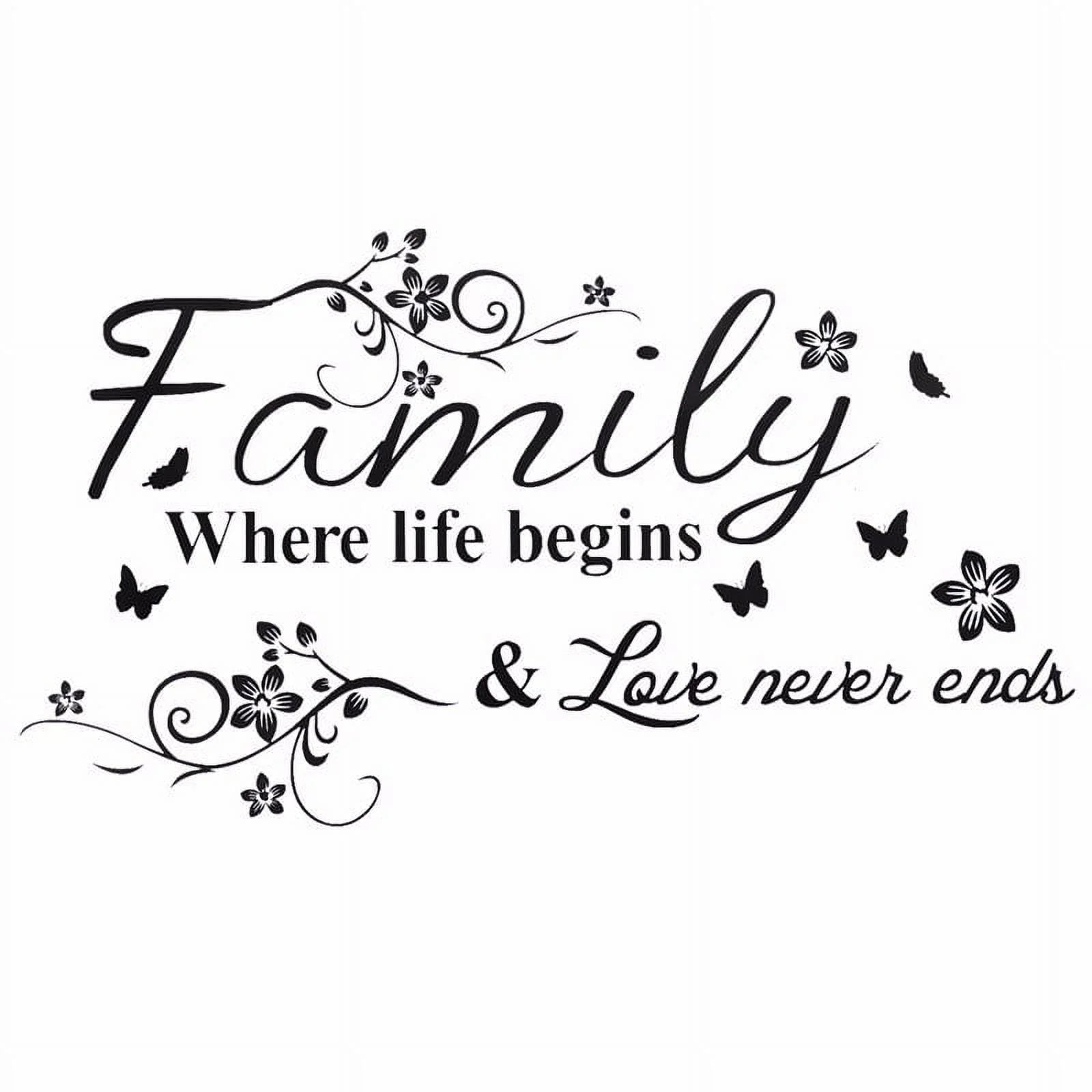 Family Where Life Begins Decal Mural Wall Sticker DIY Art Quote Words Home Decor or Luminous Wall Stickers