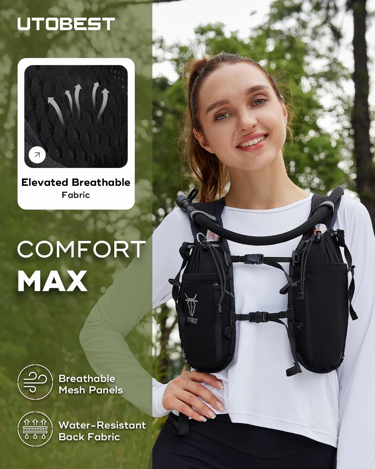 10L Hydration Vest Backpack with 2L Water Bladder for Outdoor