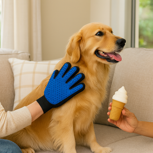 Groom & Play Duo – Shedding Glove + Treat Toy Combo